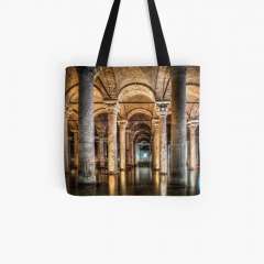 Sunken Palace or Basilica Cistern (Istanbul, Turkey) - All Over Print Tote Bag