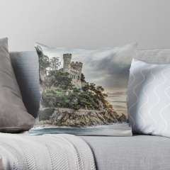 Plaja Castle (Lloret de Mar, Catalonia) - Throw Pillow
