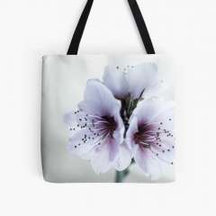 White Almond Flowers - All Over Print Tote Bag