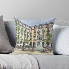 Independence Square in Girona (Catalonia) - Throw Pillow