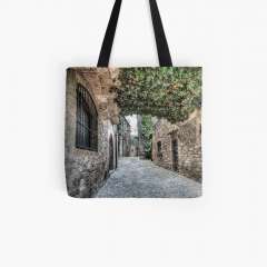 Streets of Mura (Catalonia) - All Over Print Tote Bag