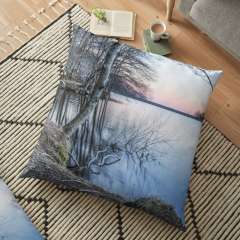 Winter Sunset (Panta de Santa Fe, Catalonia) - Floor Pillow