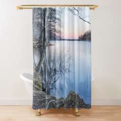 Winter Sunset (Panta de Santa Fe, Catalonia) - Shower Curtain