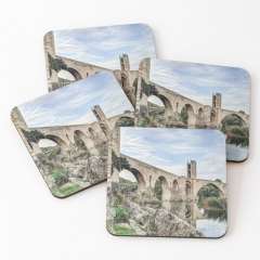 Besalu Romanesque Bridge (Catalonia) - Coasters (Set of 4)