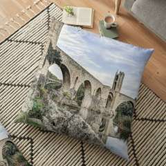 Besalu Romanesque Bridge (Catalonia) - Floor Pillow