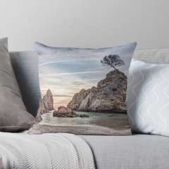 Sunrise at Platja de la Mar Menuda, Tossa de Mar (Catalonia) - Throw Pillow