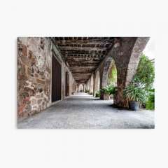 The Arcade of The Plaça Major (Santa Pau, Catalonia) - Canvas Print