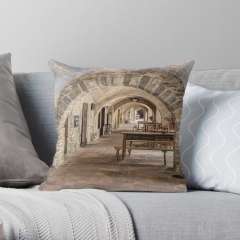 Arcades At Plaça Major (Monells, Catalonia) - Throw Pillow