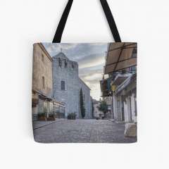 Sunrise at Saint Sauveur Church (Le Castellet, France) - All Over Print Tote Bag