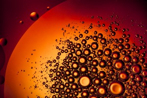 Flat Oil Bubbles with Air Bubbles Within